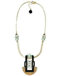 Gissa Bicalho - Handmade Acrylic Necklace Choker With Mirrored Rectangular Stone Cream - Lyst