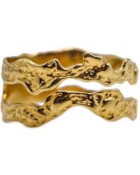 Aaria London - Double Band Hammered Lava Ring - Lyst
