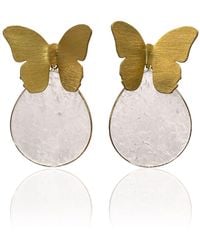Rare Matters Jewelry - Neutrals Spring Butterfly Clear Quartz Statement Earrings - Lyst