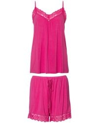 Pretty You London - Bamboo Lace Cami Short Pyjama Set In Raspberry - Lyst