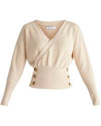 Paisie - Neutrals Knitted Wrap Top With Side Buttons - Lyst