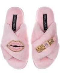 Laines London - Classic Laines Slippers With Lipstick & Lips Brooches - Lyst