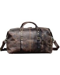 Touri - Zip Detail Genuine Leather Holdall Weekender - Lyst