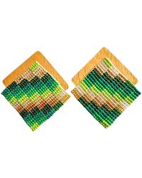 Iliana Arrazola - Minimalist Deconstructed Knot, Hoop Earrings, Glass Beads, Beaded Jewelry - Lyst