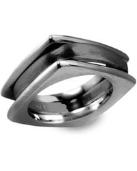 SALLY SKOUFIS - Shadow Ring With Brushed Premium Rhodium - Lyst