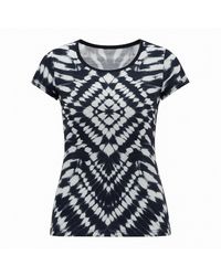 Conquista - Geometric Print Fitted Tee With Cap Sleeves - Lyst