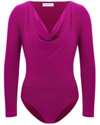 Maan Istanbul - Drape Deep Collar Bodysuit - Lyst