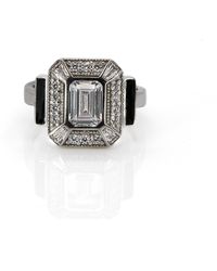 Ebru Jewelry - Pave Diamond & Black Enamel Sterling Ring - Lyst