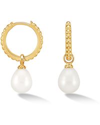 Dower & Hall - Oval Luna Pearl Charm Hoops - Lyst