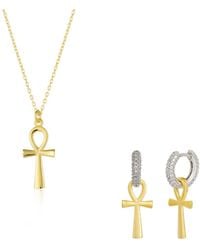 Spero London - Sterling Egyptian Ankh Necklace & Earring Set - Lyst
