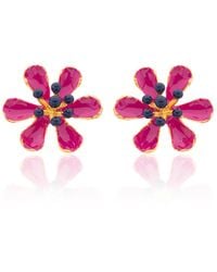 Milou Jewelry - Raspberry Scarlet Flower Earrings - Lyst