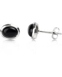 The Jewellery Store London - Oval Cabochon Onyx Studs - Lyst