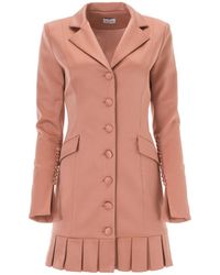 Lita Couture - Elegant Mini Peach Dress With Buttons And Pleats - Lyst
