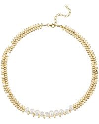 LINYA JEWELLERY - Caria Oval Pearl Hematite Stone Necklace - Lyst