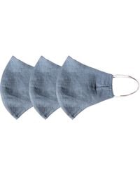 Rumour London Pack Of 3 Linen Protective Cloth Mask In Blue