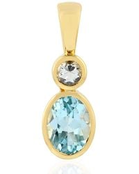Artisan - White Sapphire Charm Pendant Yellow Gold Blue Topaz Jewelry - Lyst