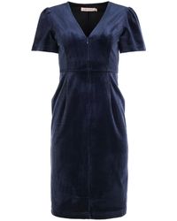 Traffic People - Corrie Bratter Returns Cord wiggle Dress In Navy - Lyst