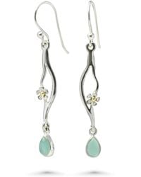 Isla Silver - Aqua Chalcedony Flower Drop Earrings - Lyst
