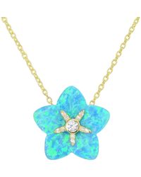 KAMARIA - Carved Opal Flower Necklace With Crystals - Lyst