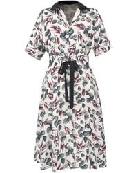 Smart and Joy - Fit-And-Flare Leaves Print Dress With Wide Belt - Lyst