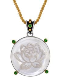 Emma Chapman Jewels - Crystal Emerald Hand-Etched Lotus Pendant - Lyst