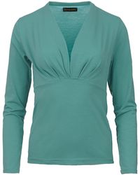 Conquista - Mint Long Sleeve Faux Wrap Top - Lyst
