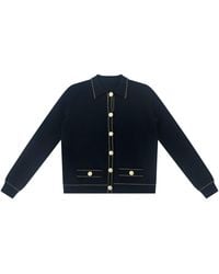 Roch Perel - Stitching Trim Collared Cardigan - Lyst
