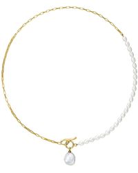 Dower & Hall - Luna Medium Freshwater Pearl, Chain And Keshi Drop Necklace In Vermeil - Lyst