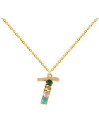 Lavani Jewels - Multicolored Initial T Necklace - Lyst