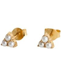 Claire Hill Designs - Triple Pearl Mini Stud Earrings - Lyst