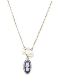 Vintouch Italy Lilith Gold-plated Blue Cameo And Pearl Necklace - Multicolour