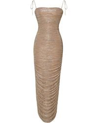 Miss Circle New York - The Glint Ruched Chiffon Long Maxi Dress - Lyst