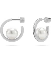Meulien - Pearl Open Hoop Earrings - Lyst