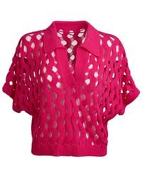Saachi - Knit Cut-Out Collared Fuchsia Shirt - Lyst