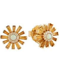 Artisan - 18K Citrine, Opal & Diamond Sunburst Stud Earrings - Lyst