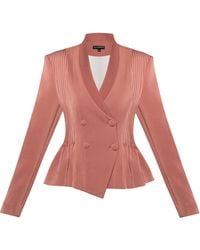 Tia Dorraine - Double-Breasted Blazer With Pleated Details - Lyst
