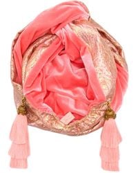 Julia Clancey - Golden Brocade & Coral Velour Luxe Swinglette Turban - Lyst