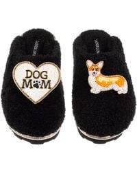 Laines London - Teddy Closed Toe Slippers With Dog Mum/Mom & Peach The Corgi Brooches - Lyst
