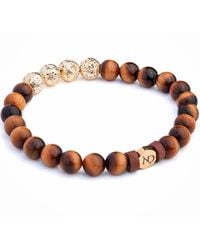 N'damus London - Leather & Beaded Tigers Eye Gemstone Bracelet - Lyst