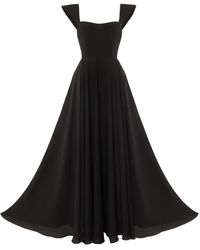 Lily Phellera - Apex Maxi Dress With Sailor Collar Straps And Open Back In Midnight - Lyst