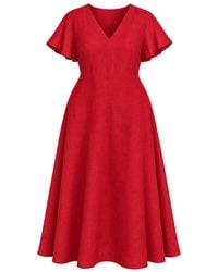 Adrift Clothing - Tatum Linen Flutter Sleeve Dress - Lyst