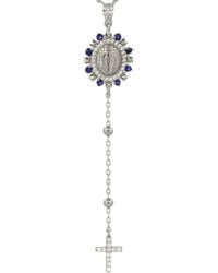 Ebru Jewelry - Sapphire & Diamond Virgin Marry & Cross Pendant Sterling Chain Necklace - Lyst