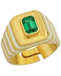 LINYA JEWELLERY - Octagon Stone Enamel Signet Ring Sterling - Lyst