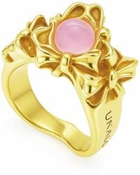 Unaloe - Sterling- Plated Bow-Inspired Ring With Hydrothermal Stone - Lyst