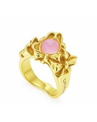 Unaloe - Sterling- Plated Bow-Inspired Ring With Hydrothermal Stone - Lyst