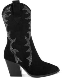 Rag & Co - Rambler Rhinestones Embellished Calf Boots - Lyst