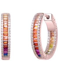 Genevive Jewelry - Sterling With Colored Cubic Zirconia Hoop Earrings - Lyst