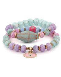 Ebru Jewelry - Pastel Colors Beaded Evil Eye Pendant Spring Bracelet Set - Lyst