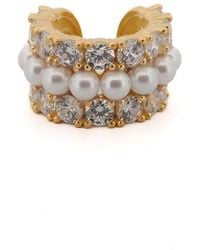 Ebru Jewelry - Diamond & Pearl Vermeil Cuff Earring - Lyst