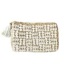 OhSun - Neutrals Cali Cowrie Shell & Raffia Clutch - Lyst
